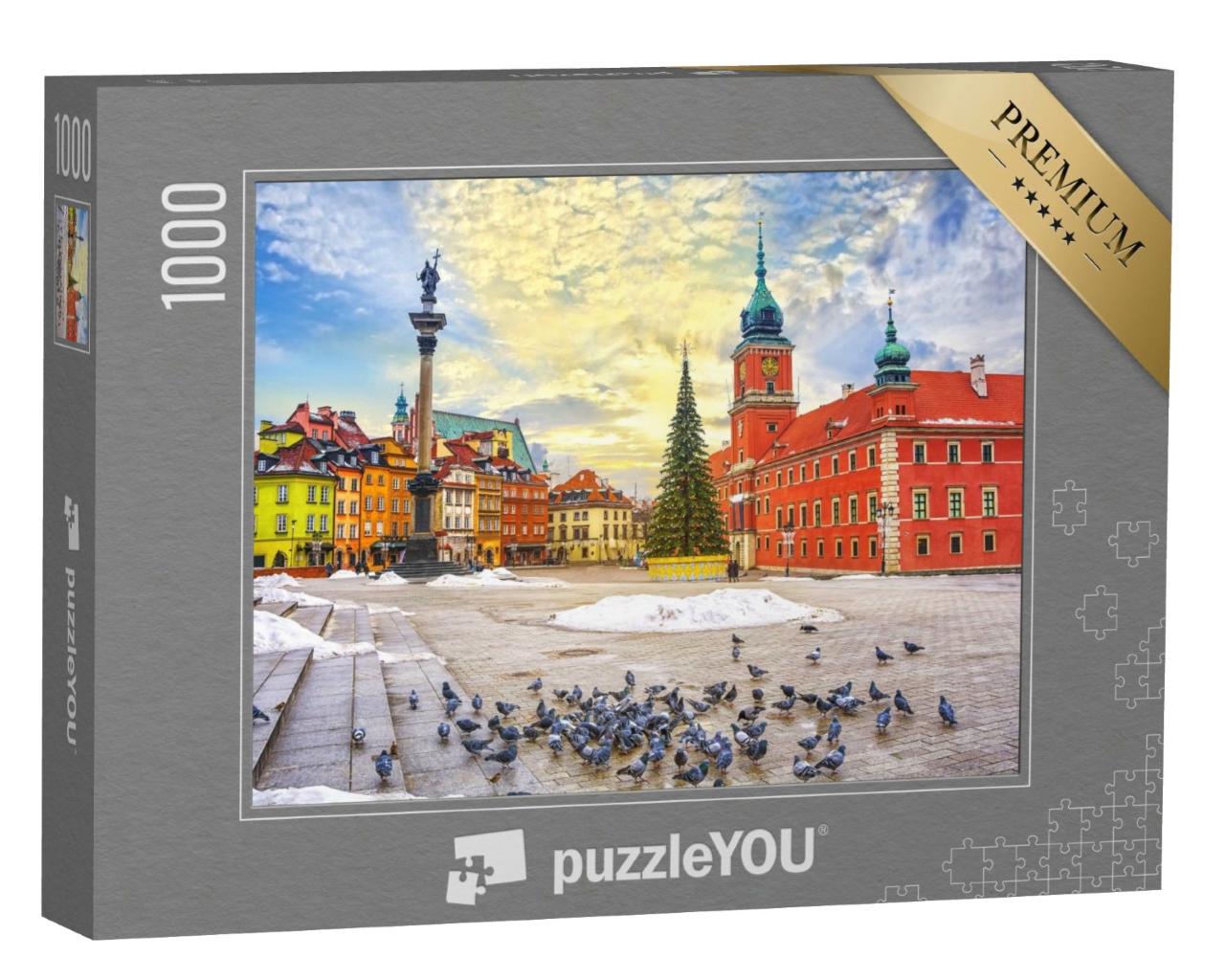 Puzzle de 1000 pièces « Vieille ville de Varsovie avec le château, la colonne Sigismond et les maisons bourgeoises »