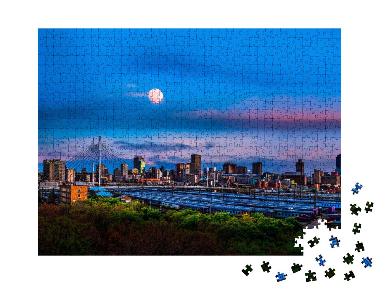 Puzzle de 1000 pièces « Skyline de Johannesburg avec le pont Nelson Mandela »