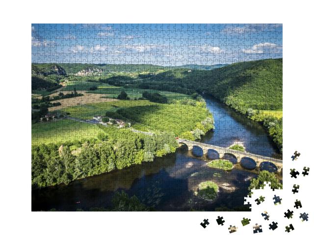 Puzzle de 1000 pièces « Vue panoramique sur la vallée de la Dordogne Périgord Noir France Europe »