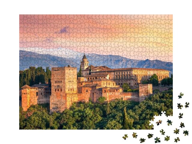 Puzzle de 1000 pièces « Fascinant coucher de soleil sur l'Alhambra, Grenade, Espagne »