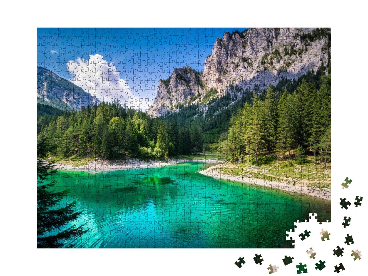 Puzzle de 1000 pièces « Le lac vert en Styrie, Autriche »