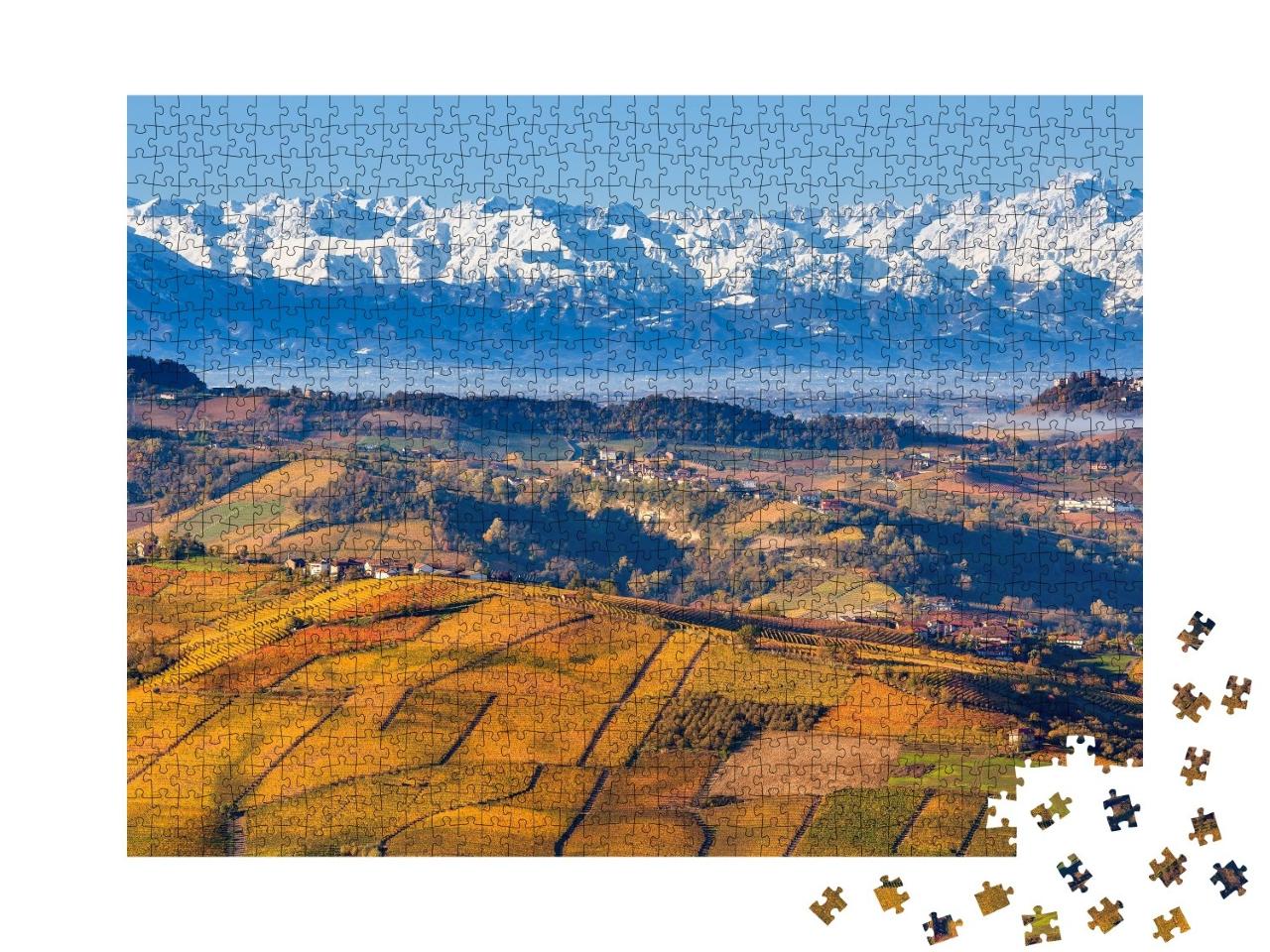 Puzzle de 1000 pièces « Collines automnales avec vignobles »