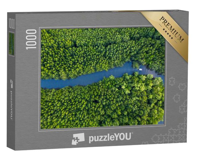 Puzzle de 1000 pièces « Bateau sur la rivière à Mangrove Forest Conservation, Thaïlande »