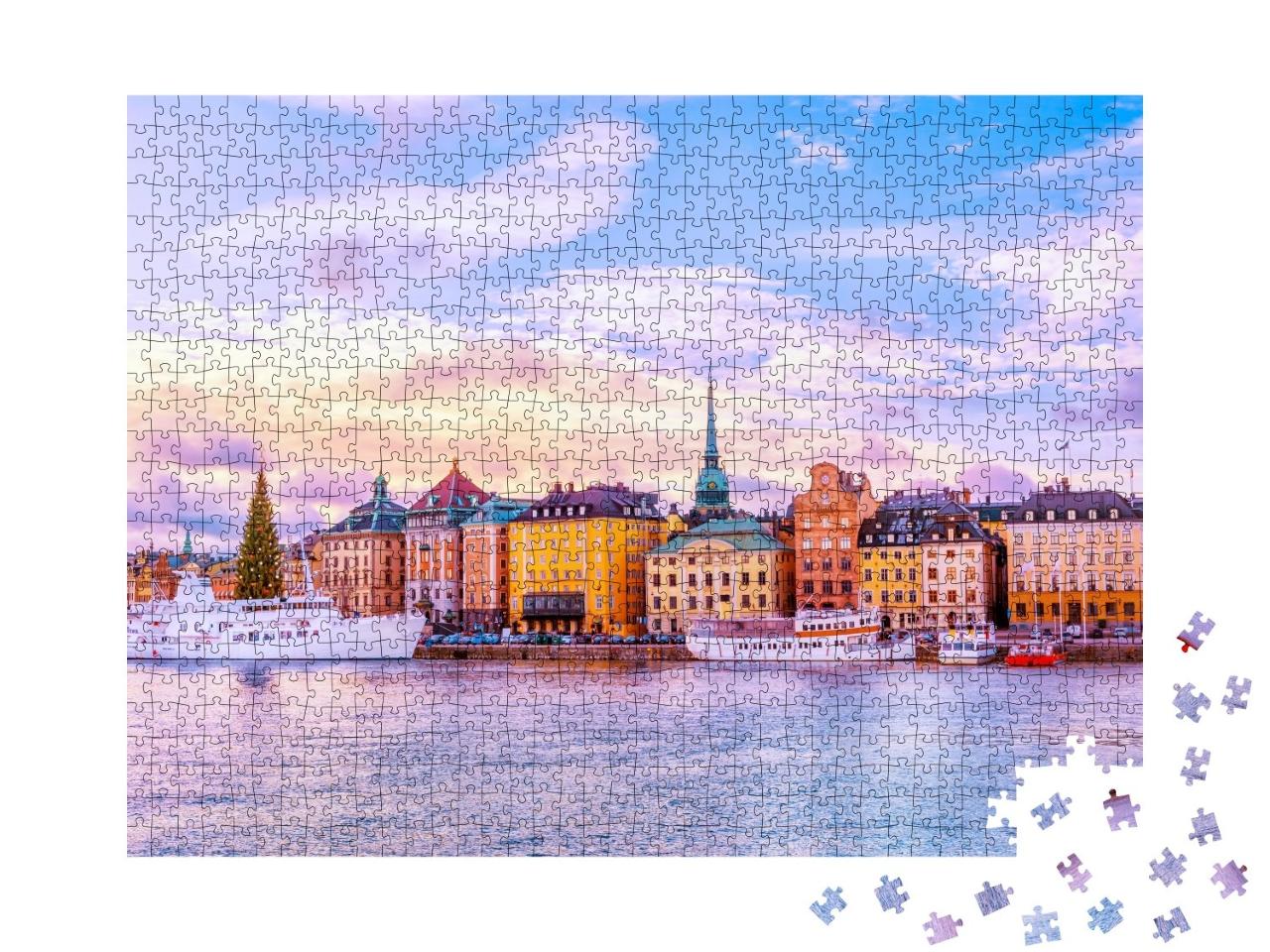 Puzzle de 1000 pièces « Panorama de Gamla Stan, vieille ville de Stockholm, Suède »