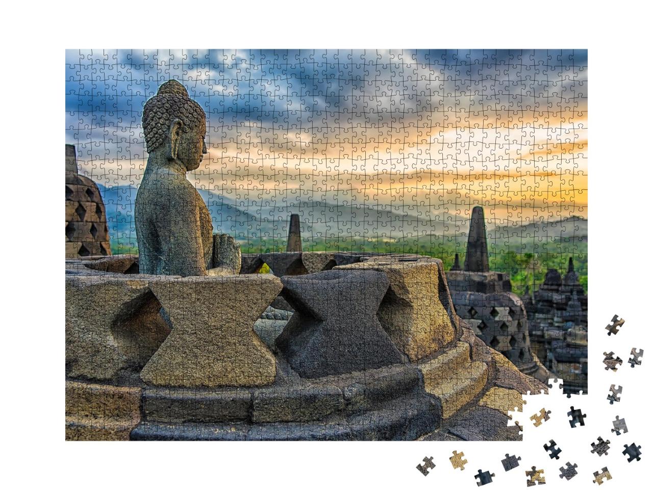 Puzzle de 1000 pièces « Borobudur-Tempel bei Sonnenuntergang, Java, Indonésie »