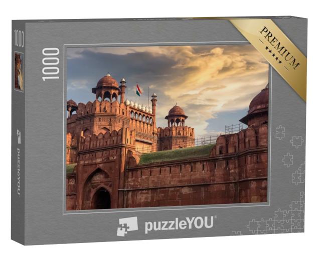 Puzzle de 1000 pièces « Coucher de soleil évocateur sur le Fort Rouge à Delhi, Inde »