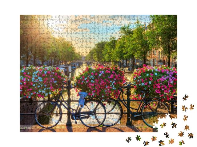 Puzzle de 1000 pièces « Les canaux d'Amsterdam, patrimoine mondial de l'UNESCO, Pays-Bas »