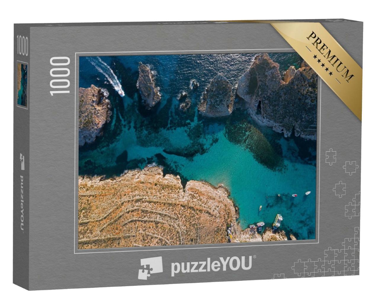 Puzzle de 1000 pièces « Vue aérienne du Lagon Bleu à Malte »