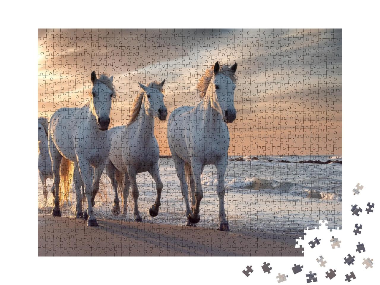 Puzzle de 1000 pièces « Les chevaux blancs de Camargue, France »