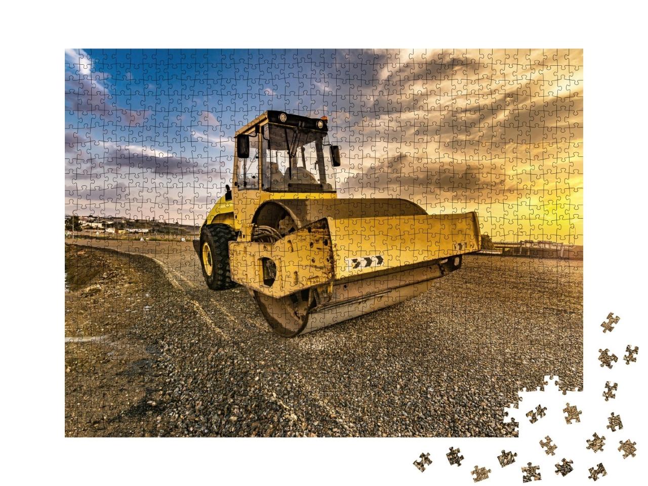 Puzzle de 1000 pièces « Rouleau compresseur lors de travaux routiers »