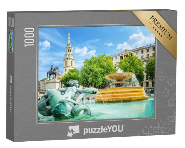 Puzzle de 1000 pièces « Fontaine de Trafalgar Square par une lumineuse journée d'été »