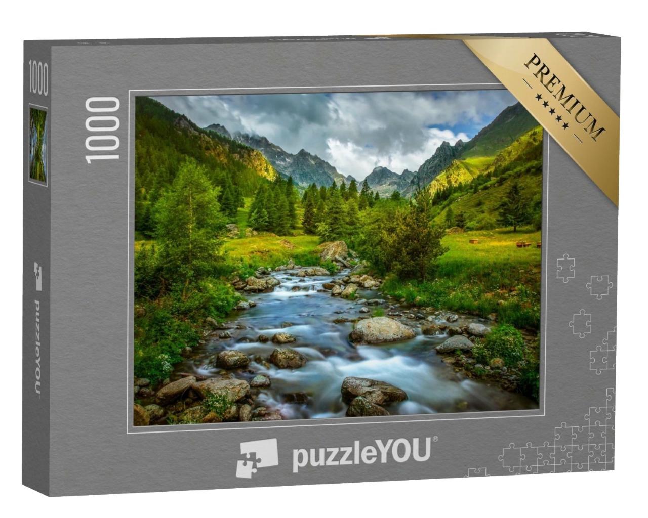 Puzzle de 1000 pièces « Paysage de montagne avec vallée et rivière »