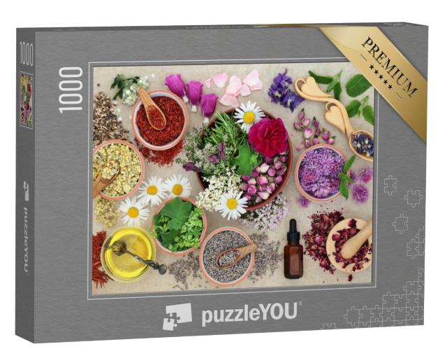 Puzzle de 1000 pièces « Ingrédients pour la fabrication d'huiles essentielles »
