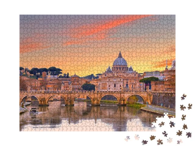 Puzzle de 1000 pièces « La basilique Saint-Pierre au coucher du soleil, Rome, Italie »