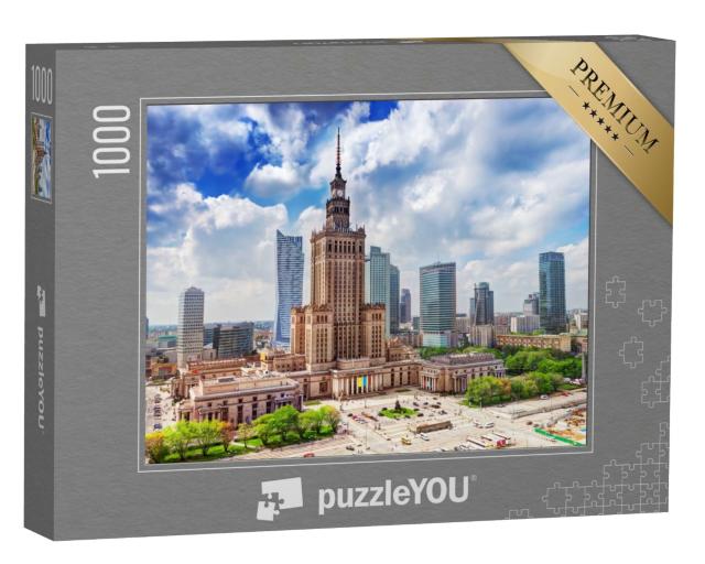 Puzzle de 1000 pièces « Vue aérienne : Palais de la culture et de la science avec gratte-ciel, Varsovie »