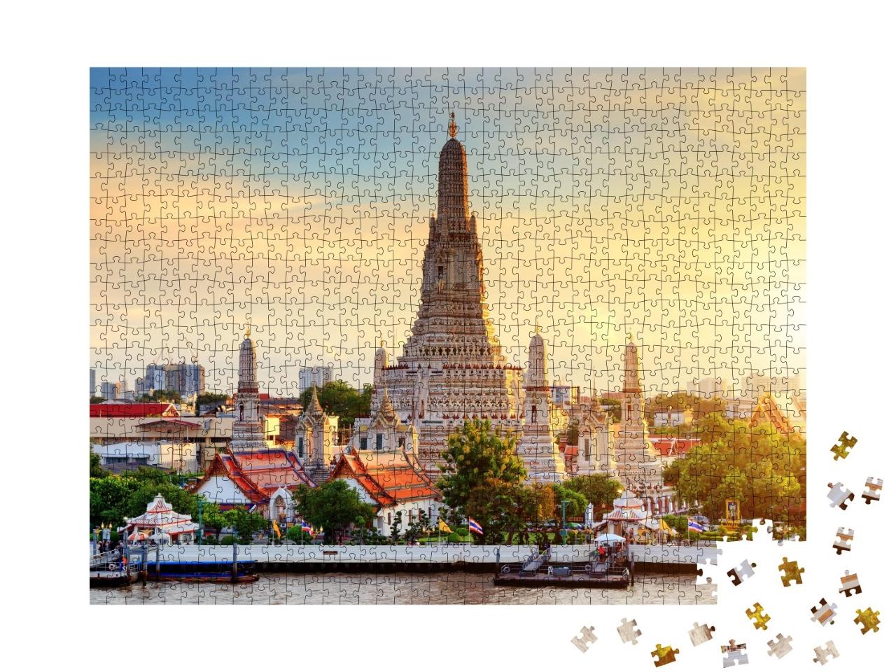 Puzzle de 1000 pièces « Temple Wat Arun au coucher du soleil, Bangkok, Thaïlande »