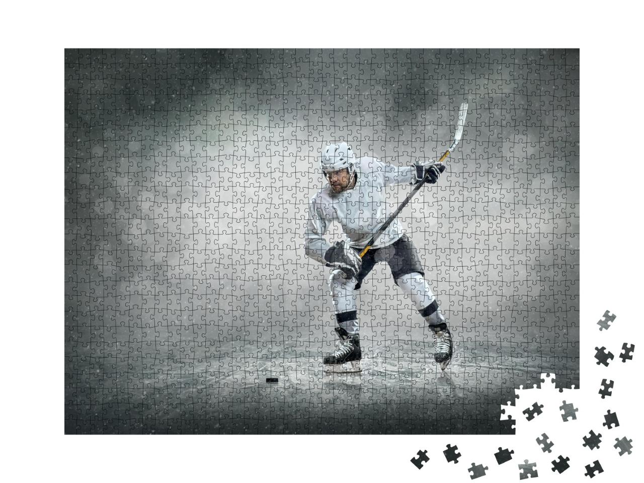 Puzzle de 1000 pièces « Joueurs de hockey sur glace à l'extérieur »
