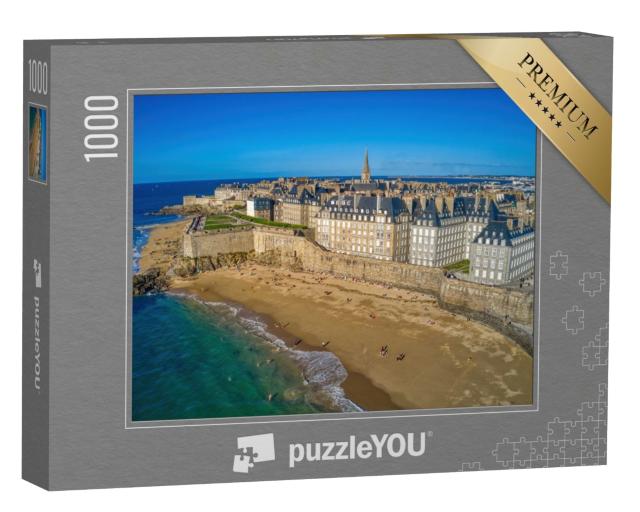 Puzzle de 1000 pièces « Vue aérienne de la ville de vacances de Saint Malo, France »