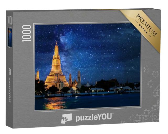 Puzzle de 1000 pièces « Wat Arun : temple de Bangkok avec Voie lactée de nuit, Thaïlande »