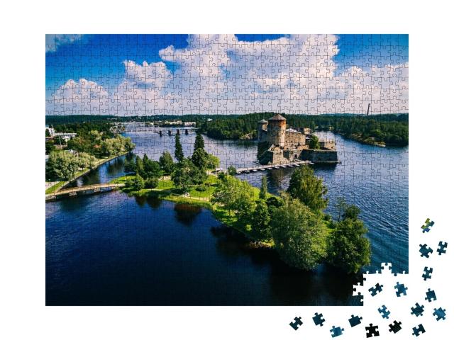 Puzzle de 1000 pièces « Magnifique photo de paysage du château d'Olavinlinna à Savonlinna, Finlande »