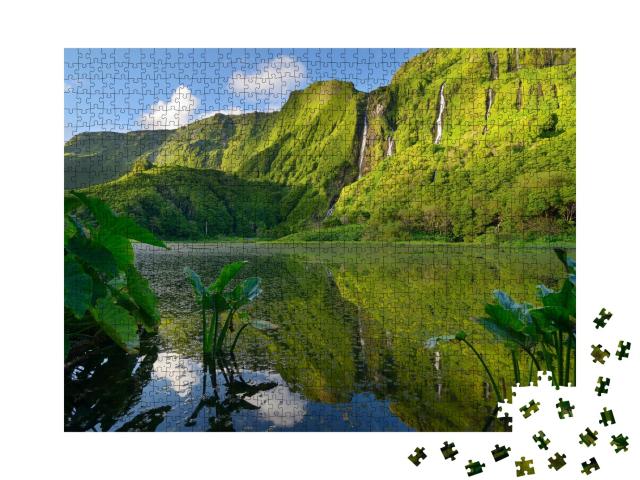 Puzzle de 1000 pièces « Magnifique île boisée de Flores, Açores, Portugal »
