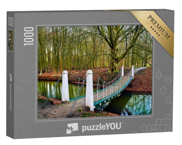 Puzzle de 1000 pièces « Pont sur la rivière dans le parc d'automne »