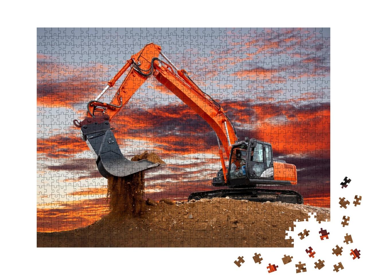 Puzzle de 1000 pièces « Pelleteuse au travail sur le chantier »