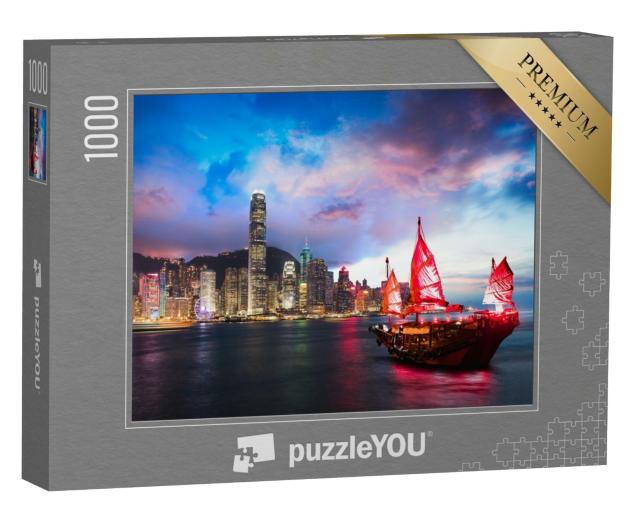 Puzzle de 1000 pièces « Junk dans le port de Victoria, Hong Kong »