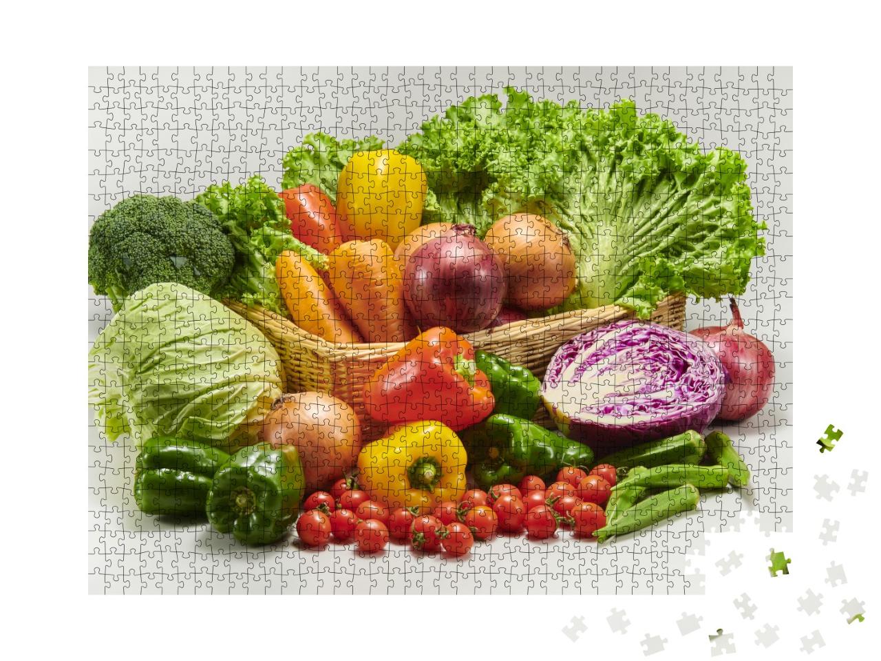 Puzzle de 1000 pièces « Collecte de délicieux légumes récoltés dans les champs »