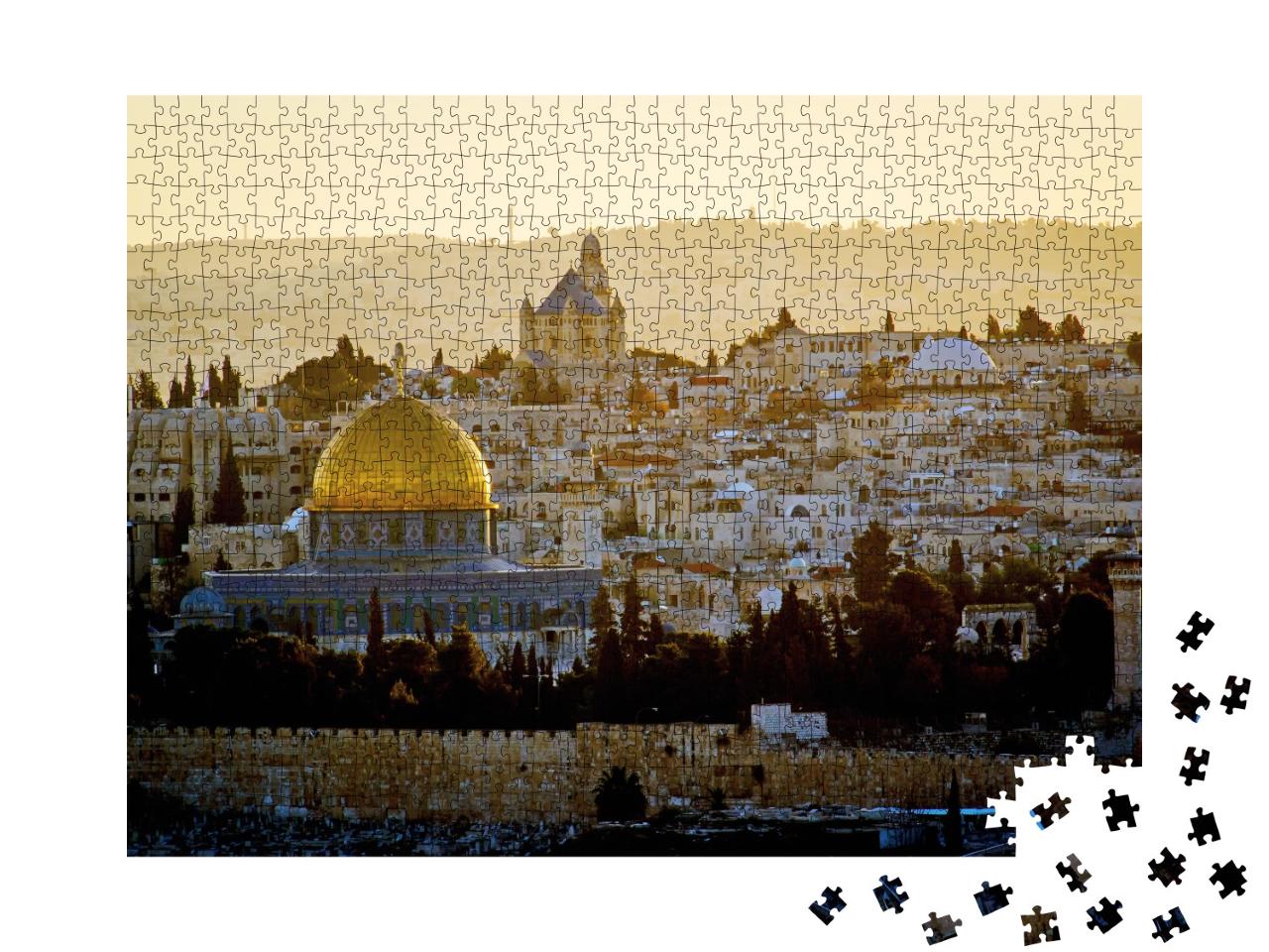 Puzzle de 1000 pièces « La vieille ville de Jérusalem au crépuscule »
