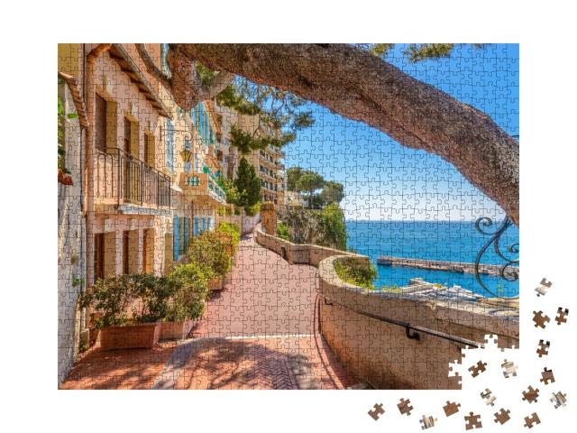 Puzzle de 1000 pièces « Route côtière à Monaco Village, Monte-Carlo, Monaco »
