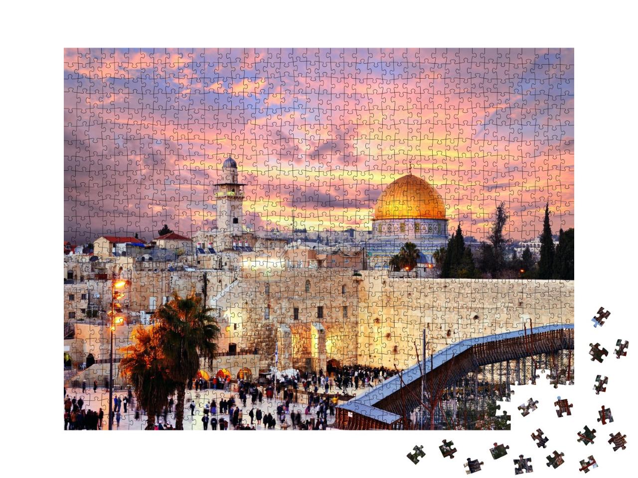 Puzzle de 1000 pièces « Vieille ville sur le Mur occidental avec le Mont du Temple, Jérusalem, Israël »
