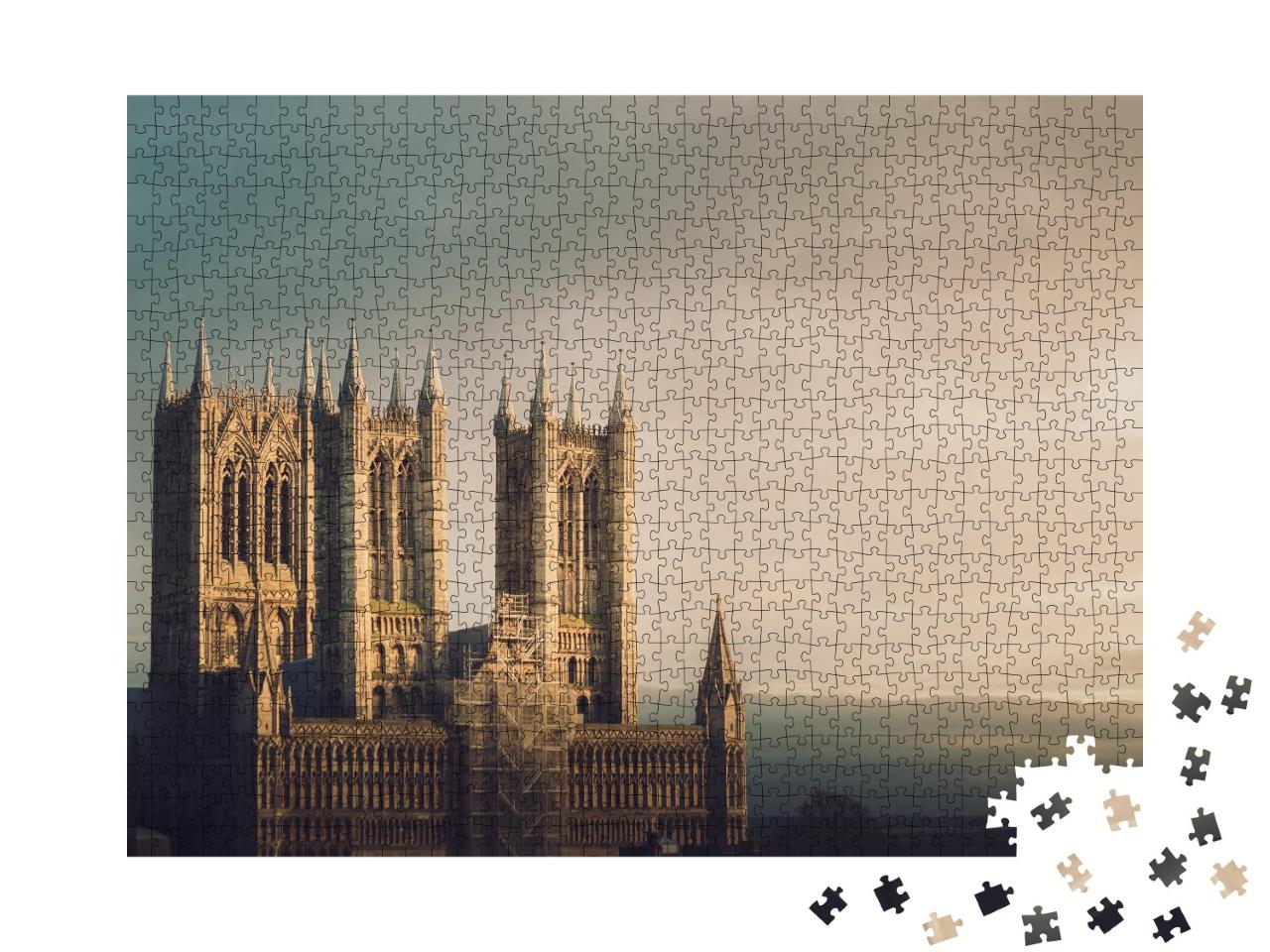 Puzzle de 1000 pièces « Cathédrale de Lincoln au coucher du soleil »