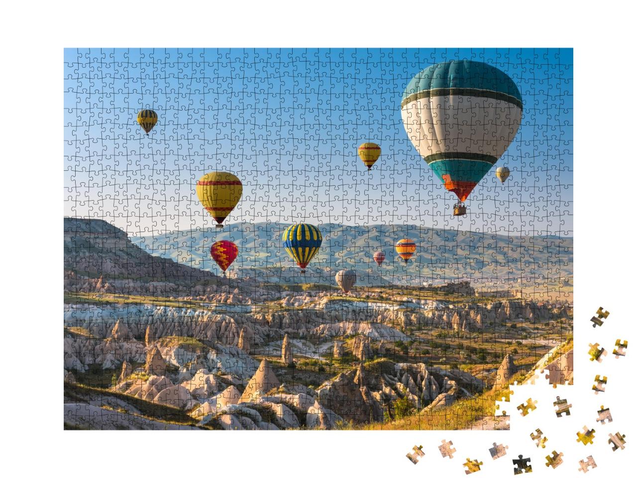 Puzzle de 1000 pièces « Montgolfières au coucher du soleil, Cappadoce, Turquie »