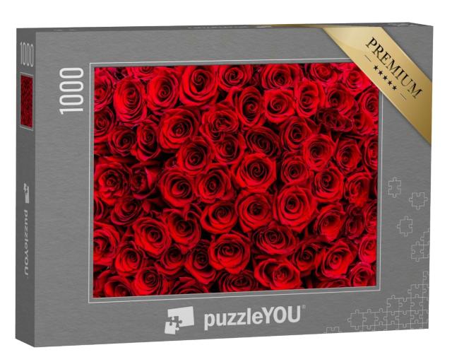 Puzzle de 1000 pièces « Une mer de roses rouge foncé »