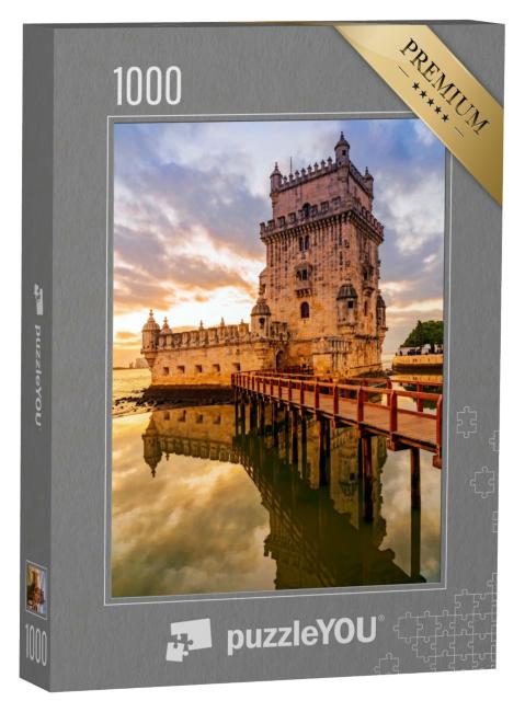 Puzzle de 1000 pièces « Tour de Belem dans un coucher de soleil idyllique, Lisbonne, Portugal »