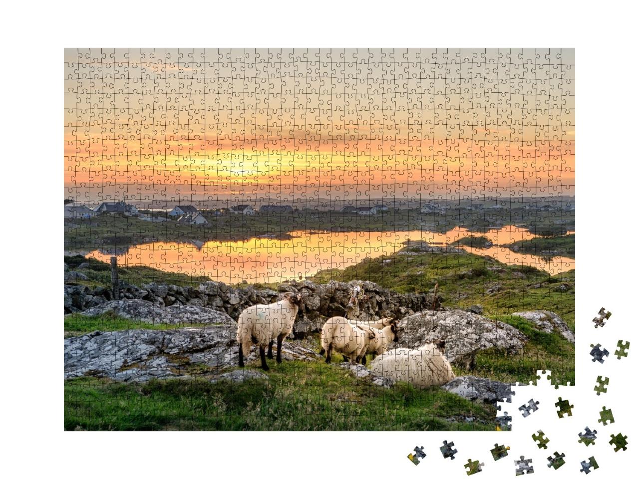 Puzzle de 1000 pièces « Coucher de soleil dans le Connemara, Irlande »