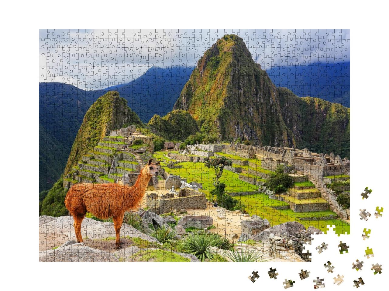 Puzzle de 1000 pièces « Lama au Machu Picchu, Pérou »