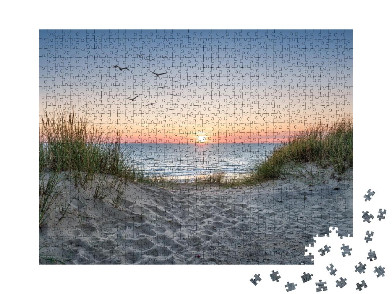 Puzzle de 1000 pièces « Dunes de sable sur la plage au coucher du soleil »