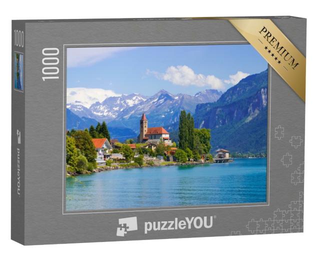 Puzzle de 1000 pièces « Ville de Brienz au bord du lac de Brienz devant les Alpes, Interlaken, Suisse »