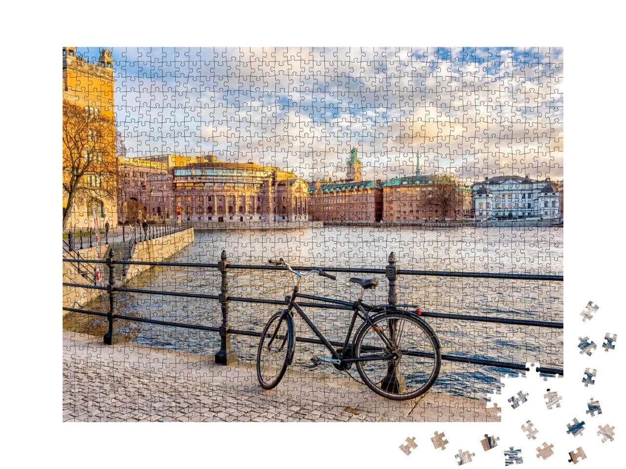 Puzzle de 1000 pièces « Vue sur le bâtiment du Parlement Riksdagshuset de Stockholm, Suède »