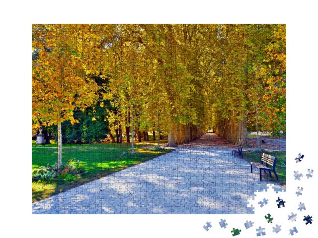 Puzzle de 1000 pièces « Le jardin public municipal de Chamars à Besançon le premier jour de l'automne »