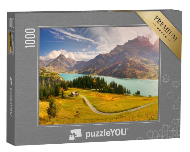 Puzzle de 1000 pièces « Vue matinale du lac de Roselend - Auvergne-Rhône-Alpes »