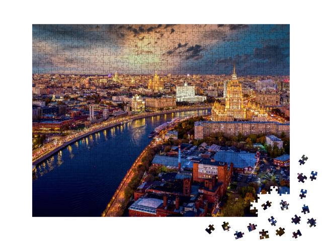 Puzzle de 1000 pièces « Skyline avec gratte-ciel : Moscou City, Russie »