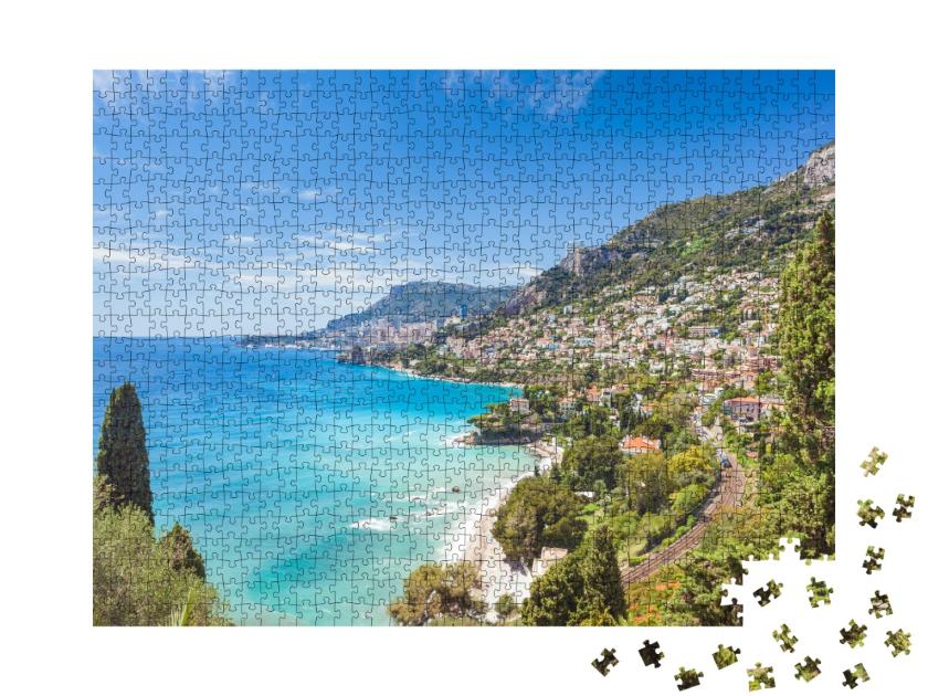 Puzzle de 1000 pièces « Vue sur Monaco Monte-Carlo depuis Roquebrune-Cap-Martin, Provence, Cote d'Azur, France »