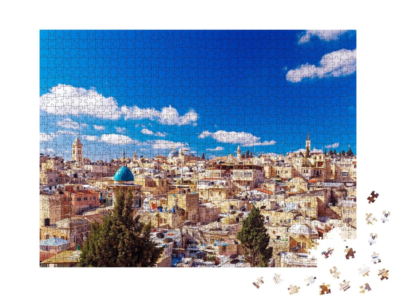 Puzzle de 1000 pièces « Toits de la vieille ville de Jérusalem, Israël »