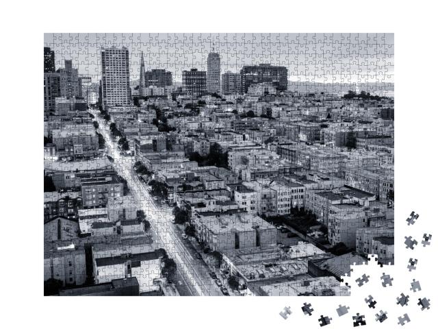 Puzzle de 1000 pièces « San Francisco vue du ciel, noir et blanc »