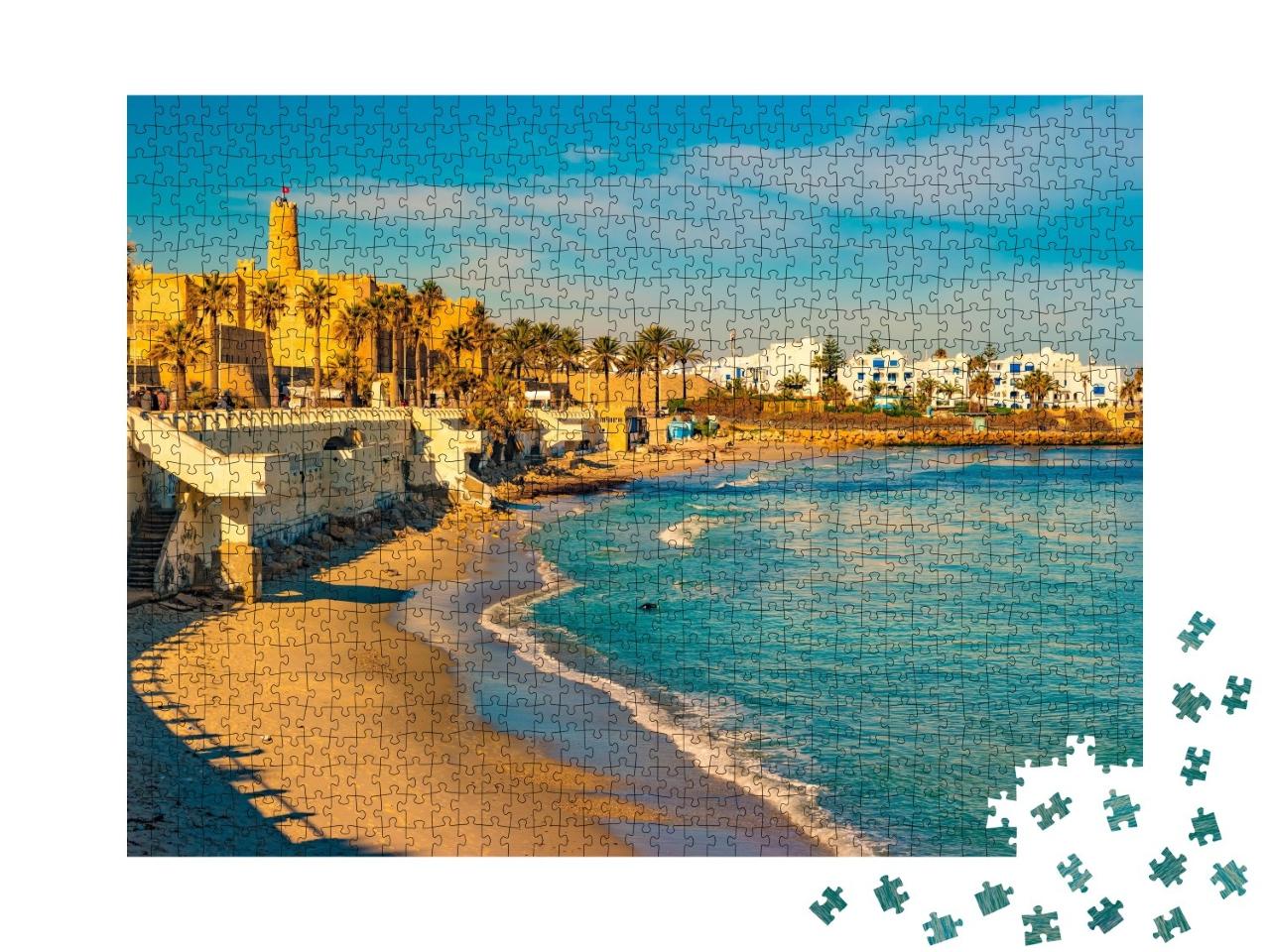 Puzzle de 1000 pièces « Magnifique ville de Monastir en Tunisie au bord de la Méditerranée »