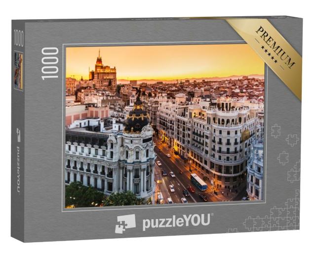 Puzzle de 1000 pièces « Panorama impressionnant de la Gran Via, Madrid, Espagne »
