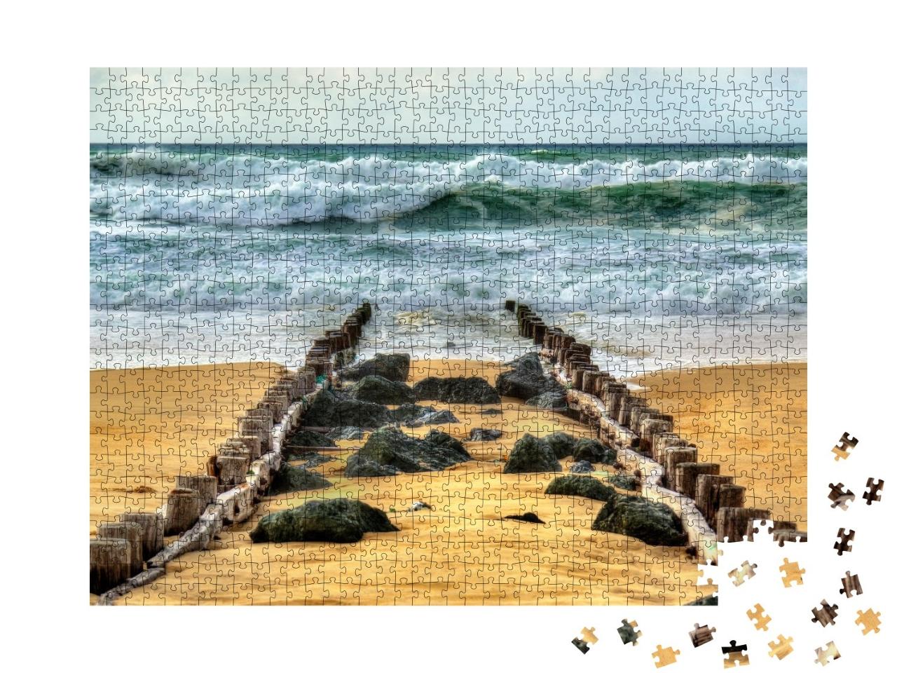 Puzzle de 1000 pièces « Plage au bord de l'Atlantique près de Seignosse - France, Aquitaine »
